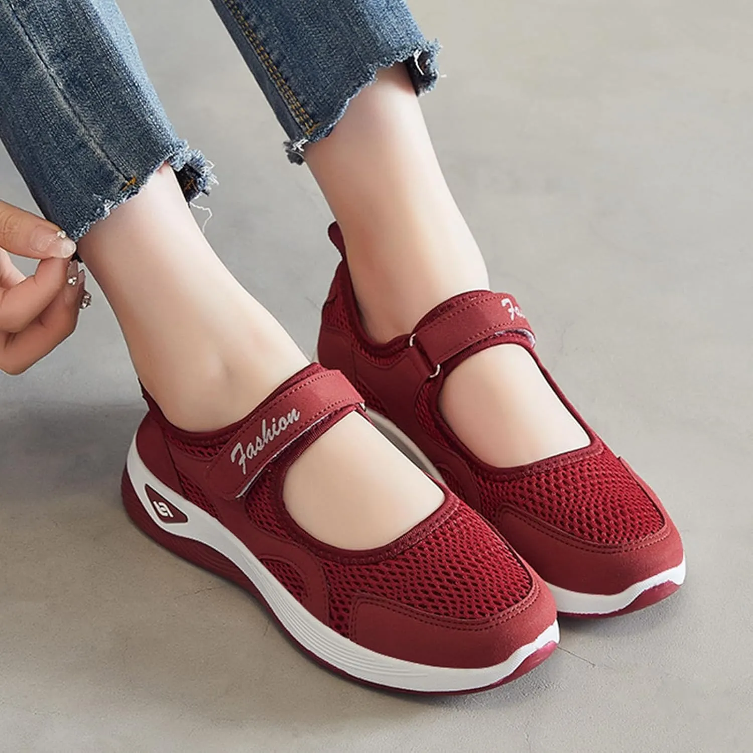 Kubbon Womens Walking Sneakers Woven Orthopedic Breathable Soft Shoes Non-Slip Adjustable Breathable Lightweight Shoes Diabetic-Friendly Wedge Sneaker with Arch Support