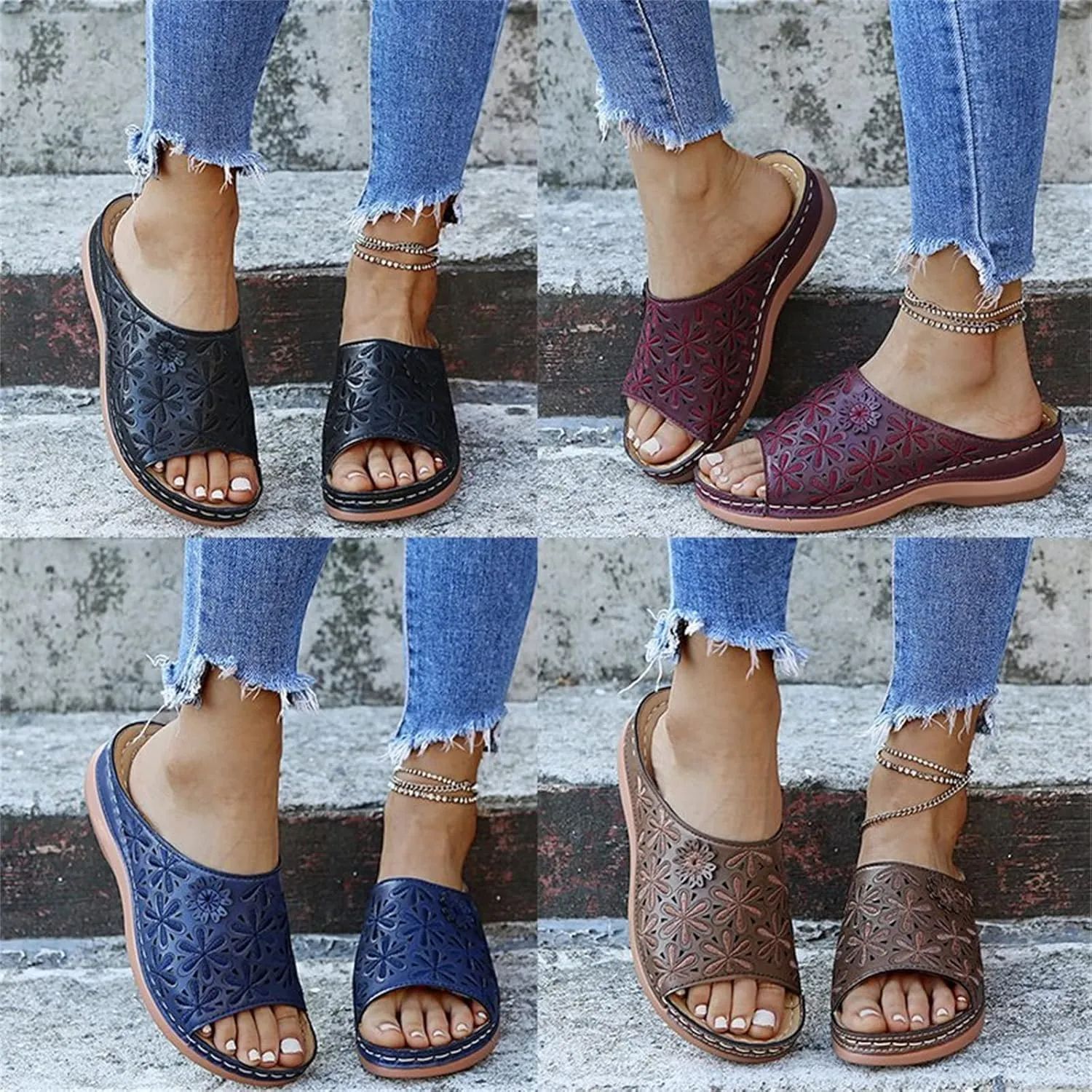 Ladmiple Orthotic Sandals For Women With Arch Support Comfort Walking Open Toe Slides Dressy Summer Orthopedic Flip Flops