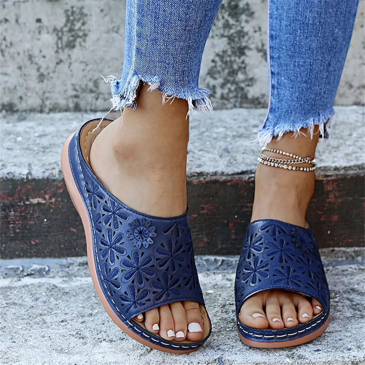 Ladmiple Orthotic Sandals For Women With Arch Support Comfort Walking Open Toe Slides Dressy Summer Orthopedic Flip Flops