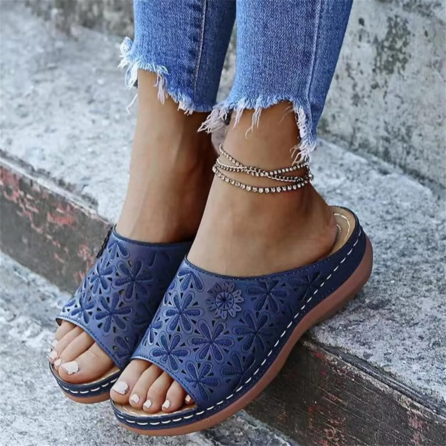 Ladmiple Orthotic Sandals For Women With Arch Support Comfort Walking Open Toe Slides Dressy Summer Orthopedic Flip Flops