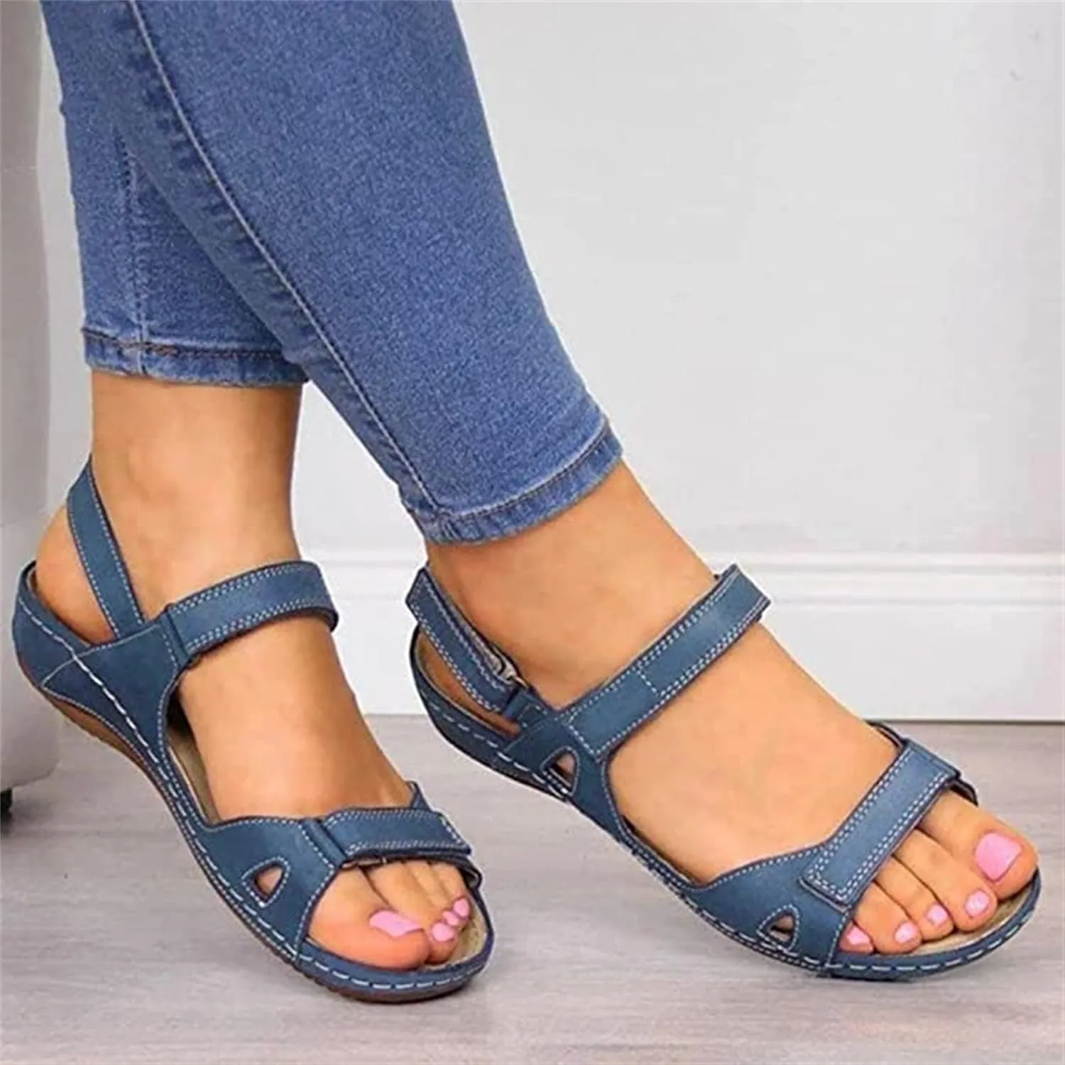 Lausiuoe Orthopedic Sandals For Women Elegant Comfortable Dressy Casual Summer Arch Support Orthotic Slides Walking Shoes
