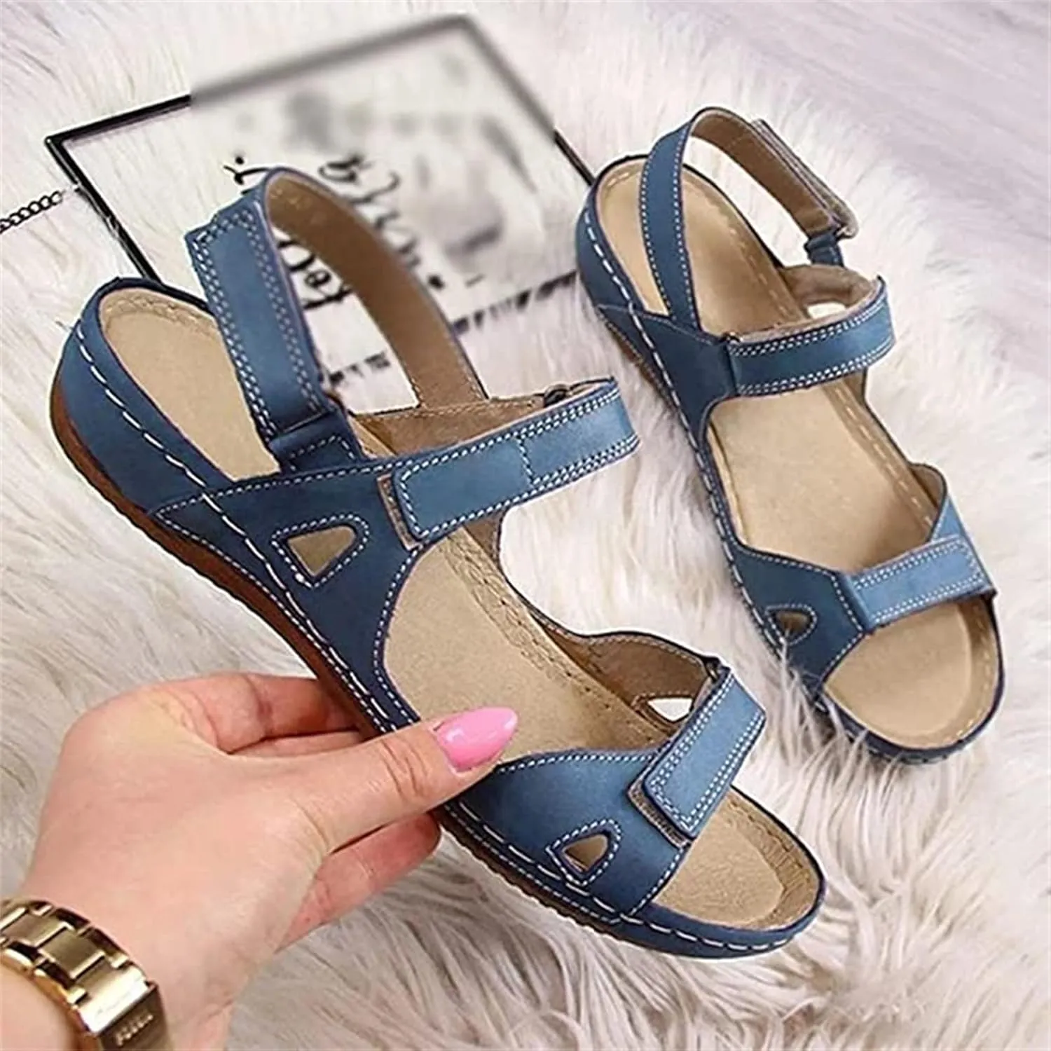 Lausiuoe Orthopedic Sandals For Women Elegant Comfortable Dressy Casual Summer Arch Support Orthotic Slides Walking Shoes