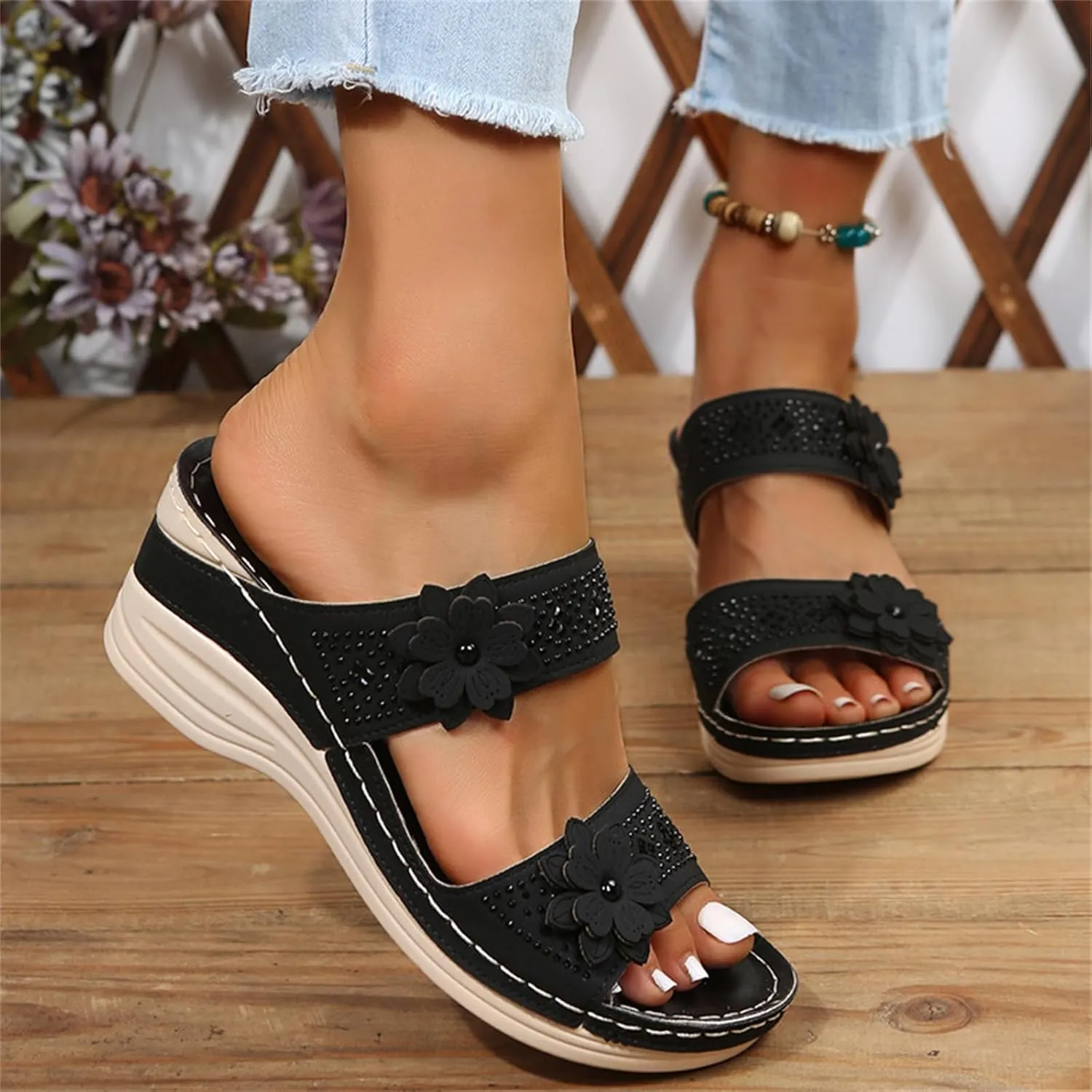 Lausiuoe Orthotic Dress Sandals For Women With Arch Support Comfortable Dressy Casual Summer Orthopedic Slides Walking Shoes