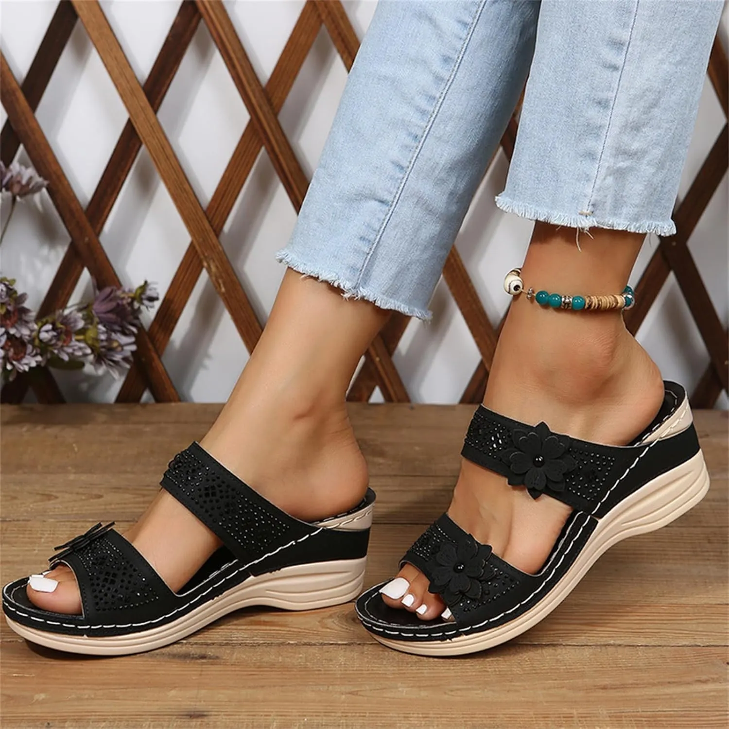 Lausiuoe Orthotic Dress Sandals For Women With Arch Support Comfortable Dressy Casual Summer Orthopedic Slides Walking Shoes