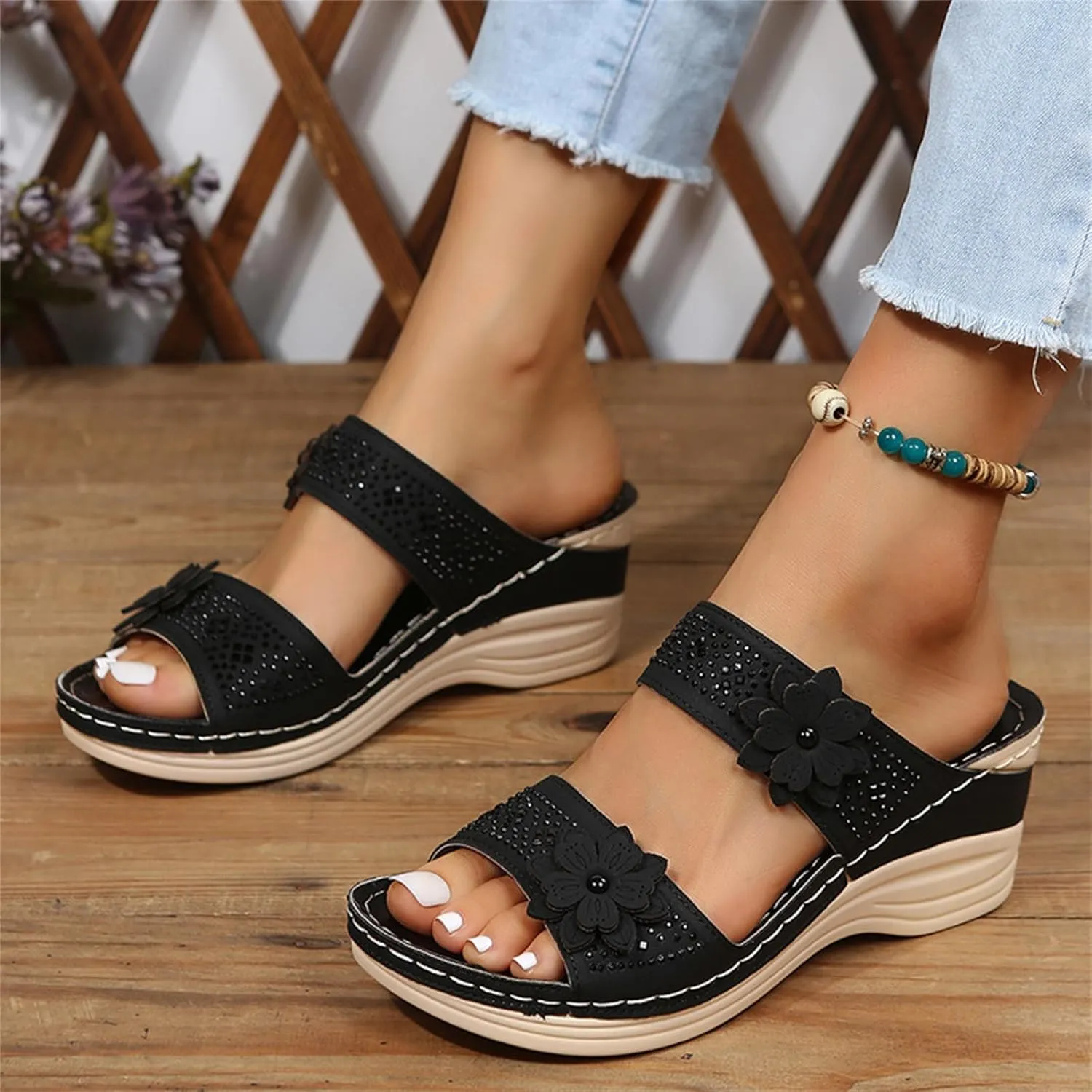 Lausiuoe Orthotic Dress Sandals For Women With Arch Support Comfortable Dressy Casual Summer Orthopedic Slides Walking Shoes