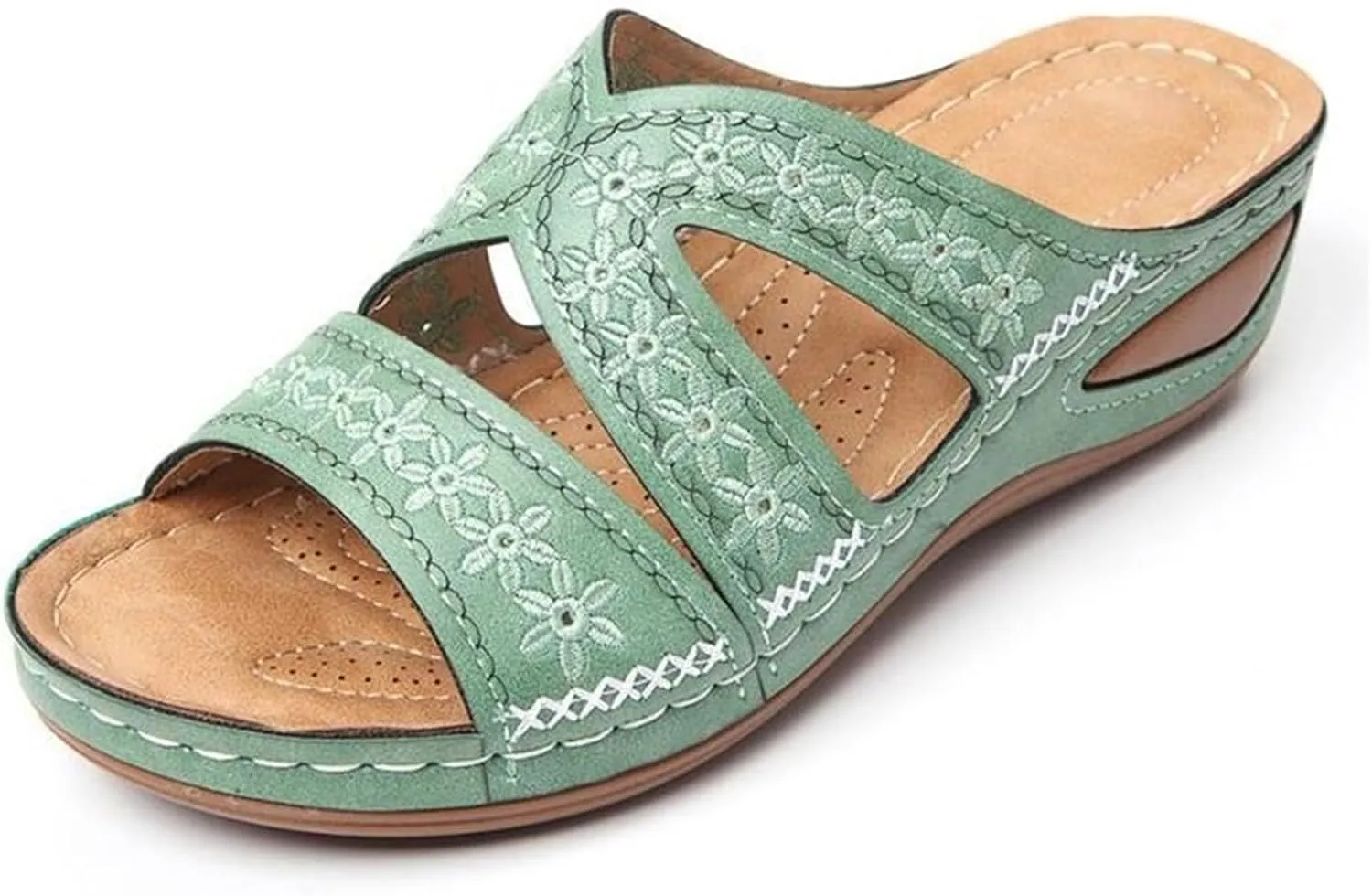 Lausiuoe Sandals Women Dressy Summer Flat Cute Casual Beach Shoes Fashion Orthotic Slides Comfy Slip On Orthopedic Slippers