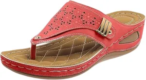 Lausiuoe Sandals Women Dressy Wedge Sandals Arch Support Slides Orthopedic Slippers Comfort Summer Orthotic Thong Flip Flops