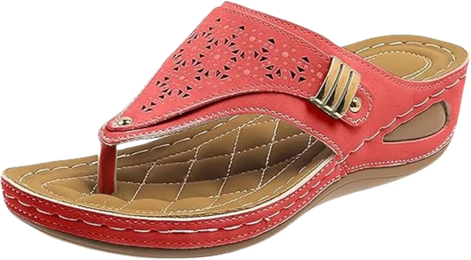 Lausiuoe Sandals Women Dressy Wedge Sandals Arch Support Slides Orthopedic Slippers Comfort Summer Orthotic Thong Flip Flops