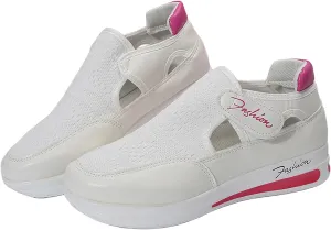 Lausiuoe Sneakers For Women Platform Slip On Fashion Canvas Shoes Lightweight Non-Slip Casual Comfortable Walking Flat Loafer
