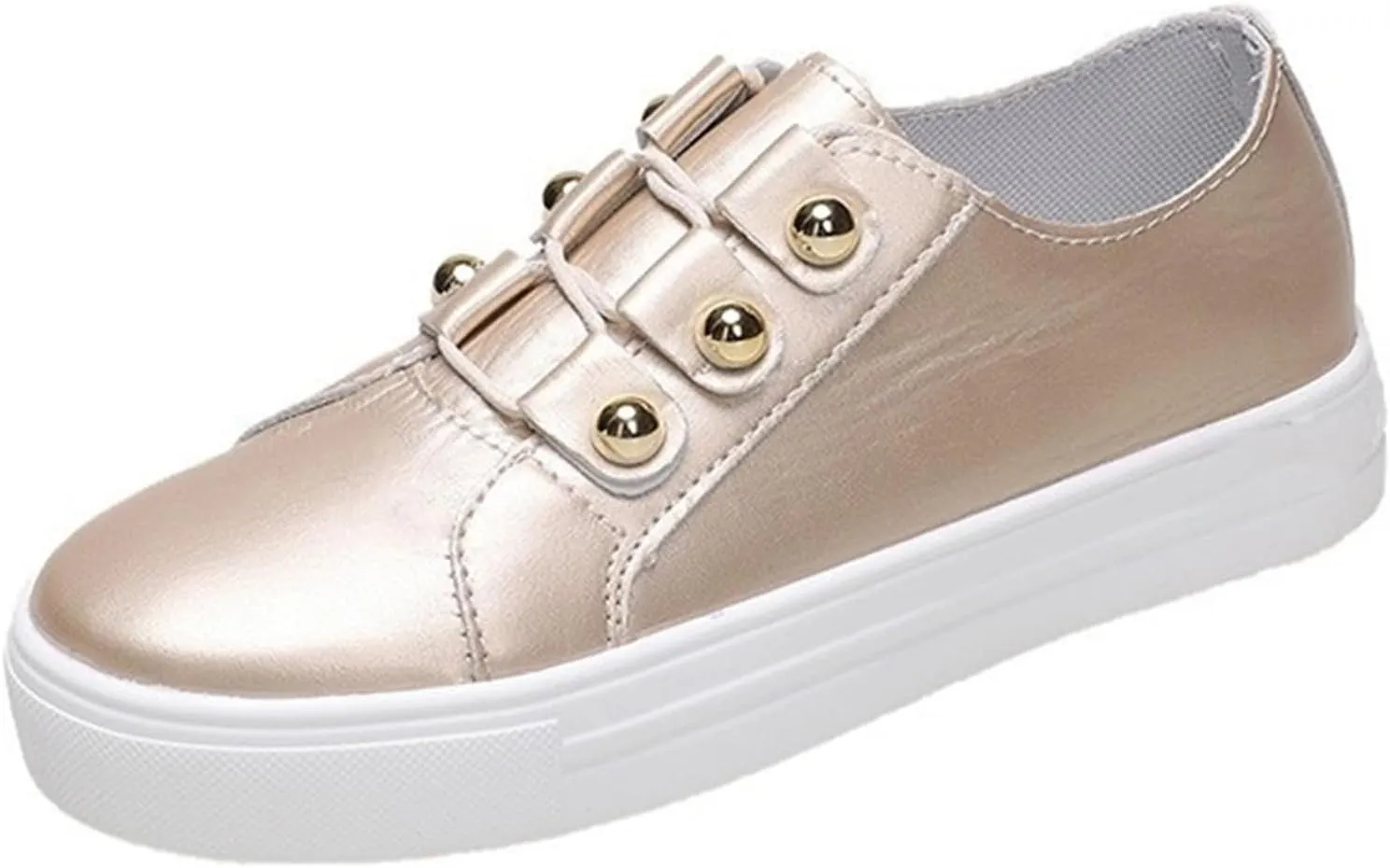 Lausiuoe Sneakers For Women Walking Shoes Comfortable Fashion Leather Shoes Non-Slip Casual Low Top Slip On Flat Loafers