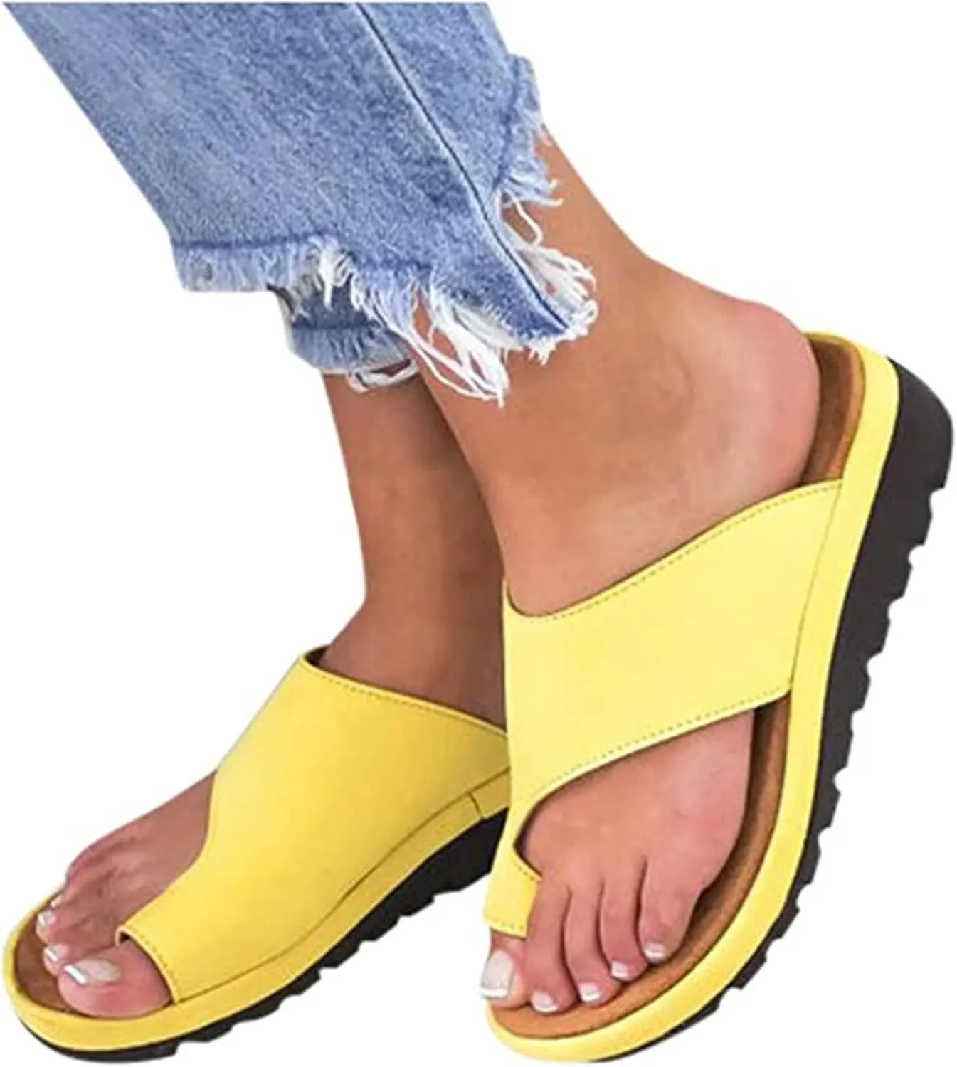 Lausiuoe Summer Sandals for Women,Women's Clip Toe Flat Sandals Dress Beach Shoes Casual Dressy Cute Thong Flip Flops