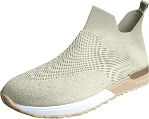 Lausiuoe Women's Fashion Sneakers Slip On Running Shoes Ladies Walking Tennis Mesh Lightweight Breathable Casual Shoes