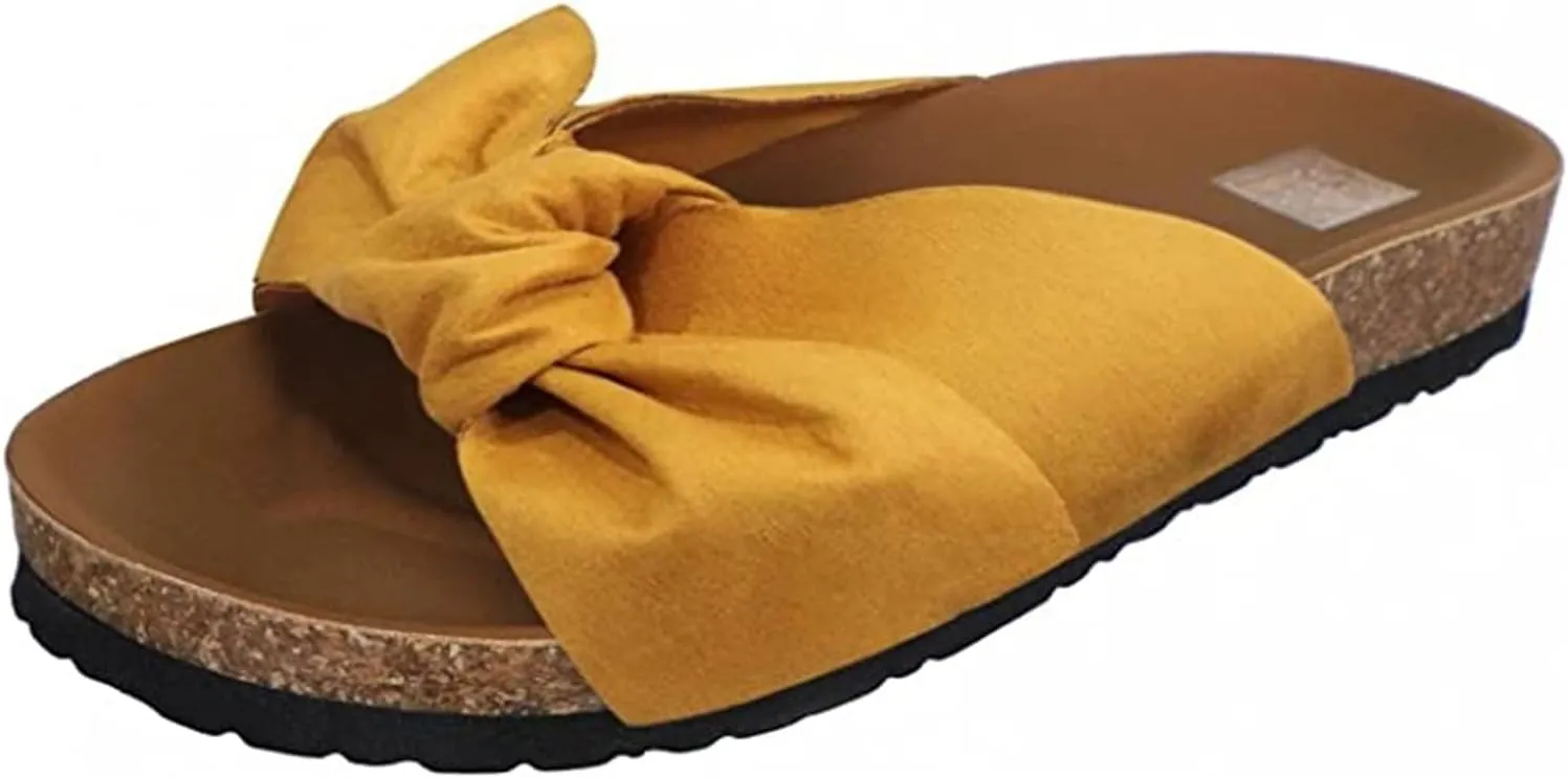 Lausiuoe Women's Sandals,Women's Casual Dressy Summer Bow Knot Slip On Flat Sandals Open Toe Beach Fashion Flip Flop