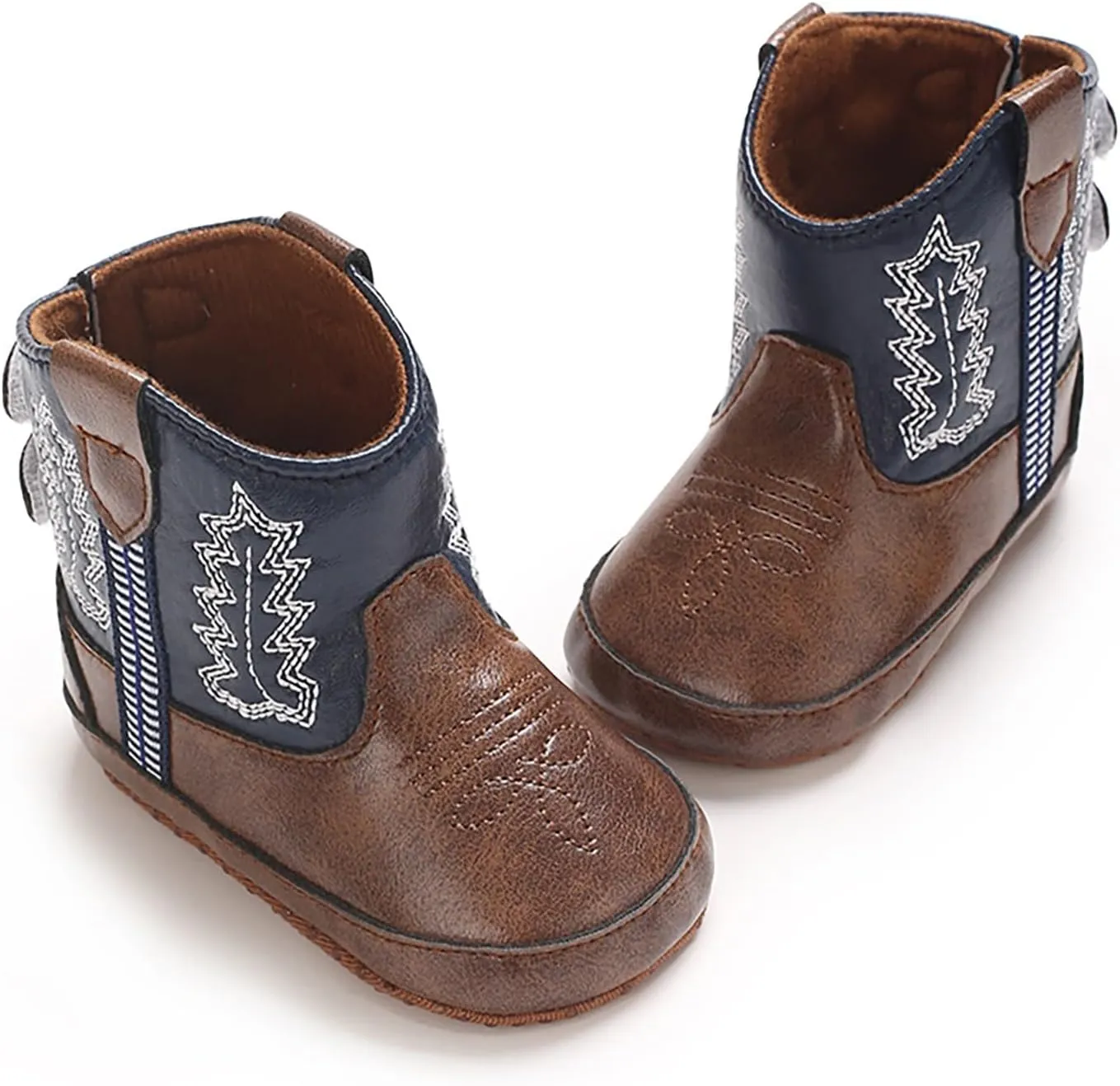 Leather Western Short Boots for Toddler Kids Back Zipper Waterproof Flat Non Slip Shoes Baby Infant Lightweight