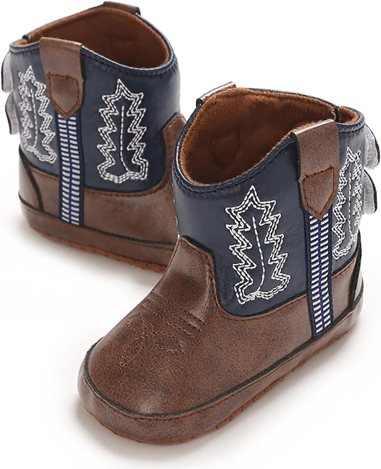 Leather Western Short Boots for Toddler Kids Back Zipper Waterproof Flat Non Slip Shoes Baby Infant Lightweight