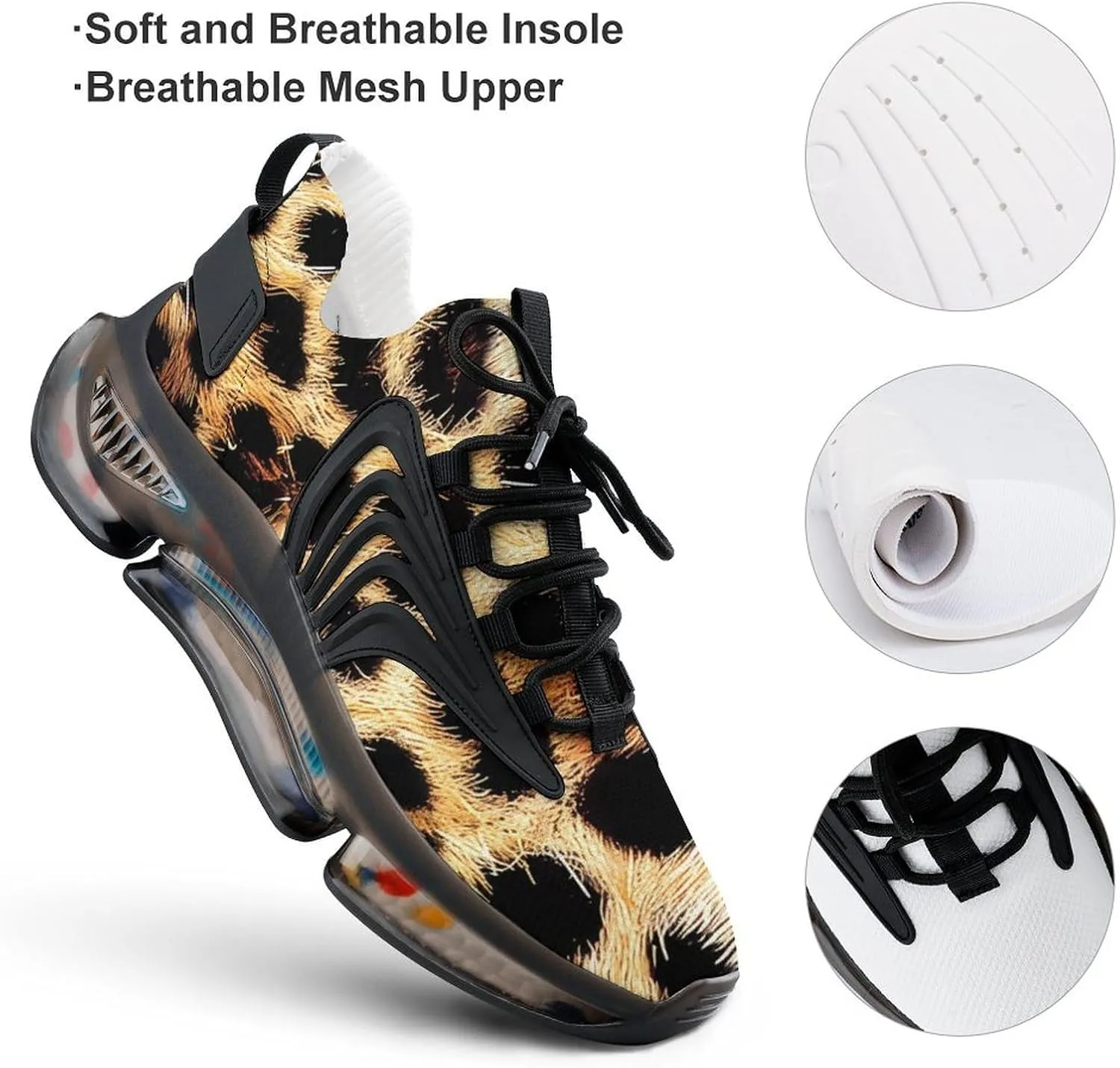 Leopard Skin Men's Running Shoes Lightweight Walking Shoe Breathable Sneaker