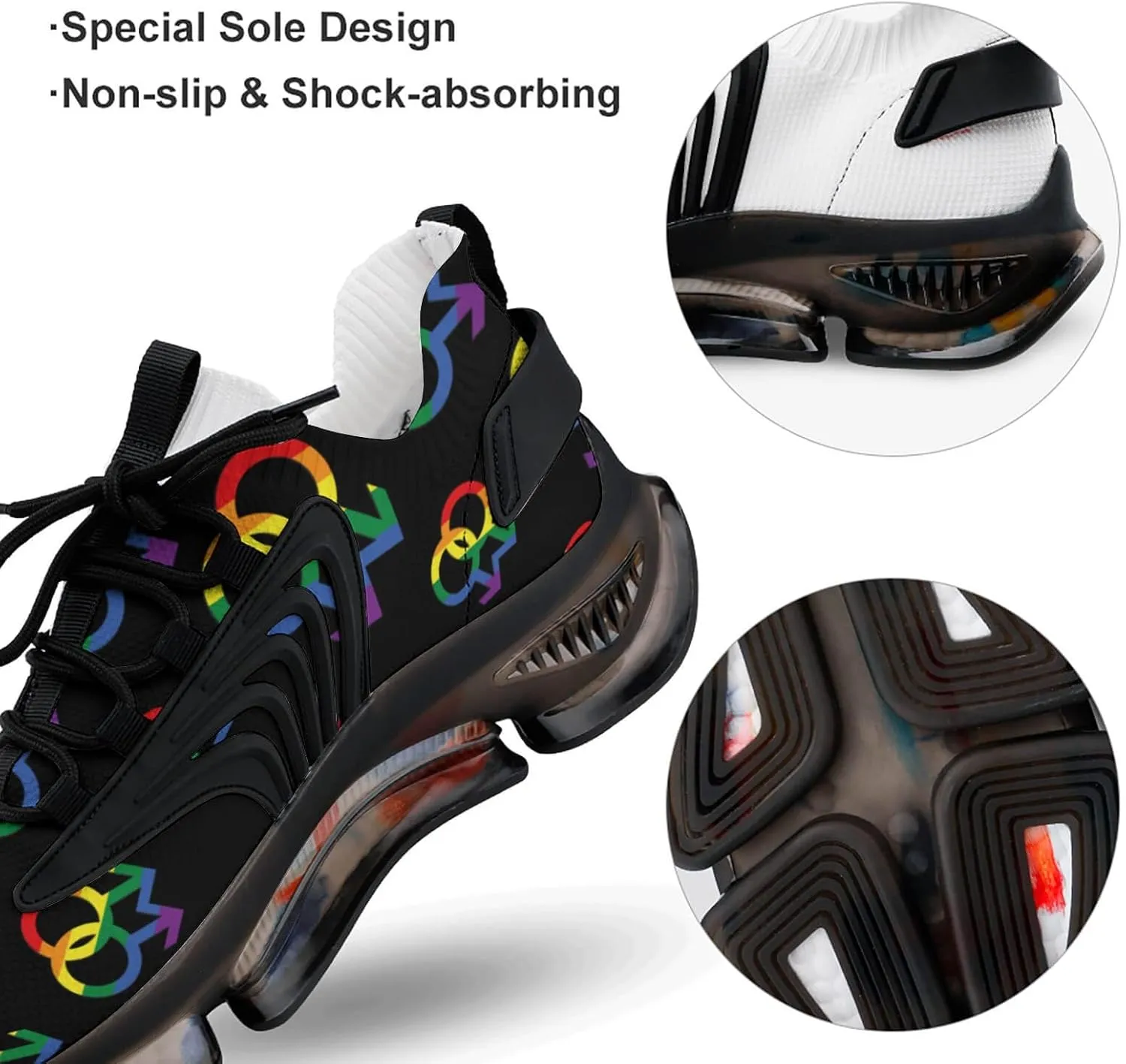 LGBTQ Gay Pride Men's Running Shoes Lightweight Walking Shoe Breathable Sneaker