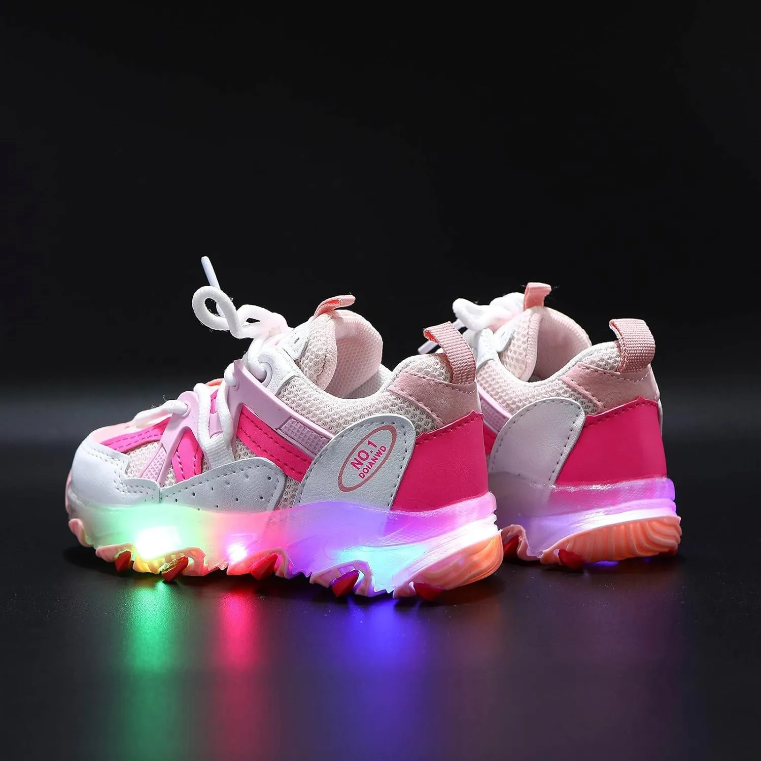 Light Up Roller Sneaker for Childrens Boys Girls Kids Lace-Up Mesh Breathable Sport Shoes Outdoor Soft Sole Non Slip