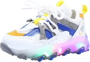 Light Up Roller Sneaker for Childrens Boys Girls Kids Lace-Up Mesh Breathable Sport Shoes Outdoor Soft Sole Non Slip