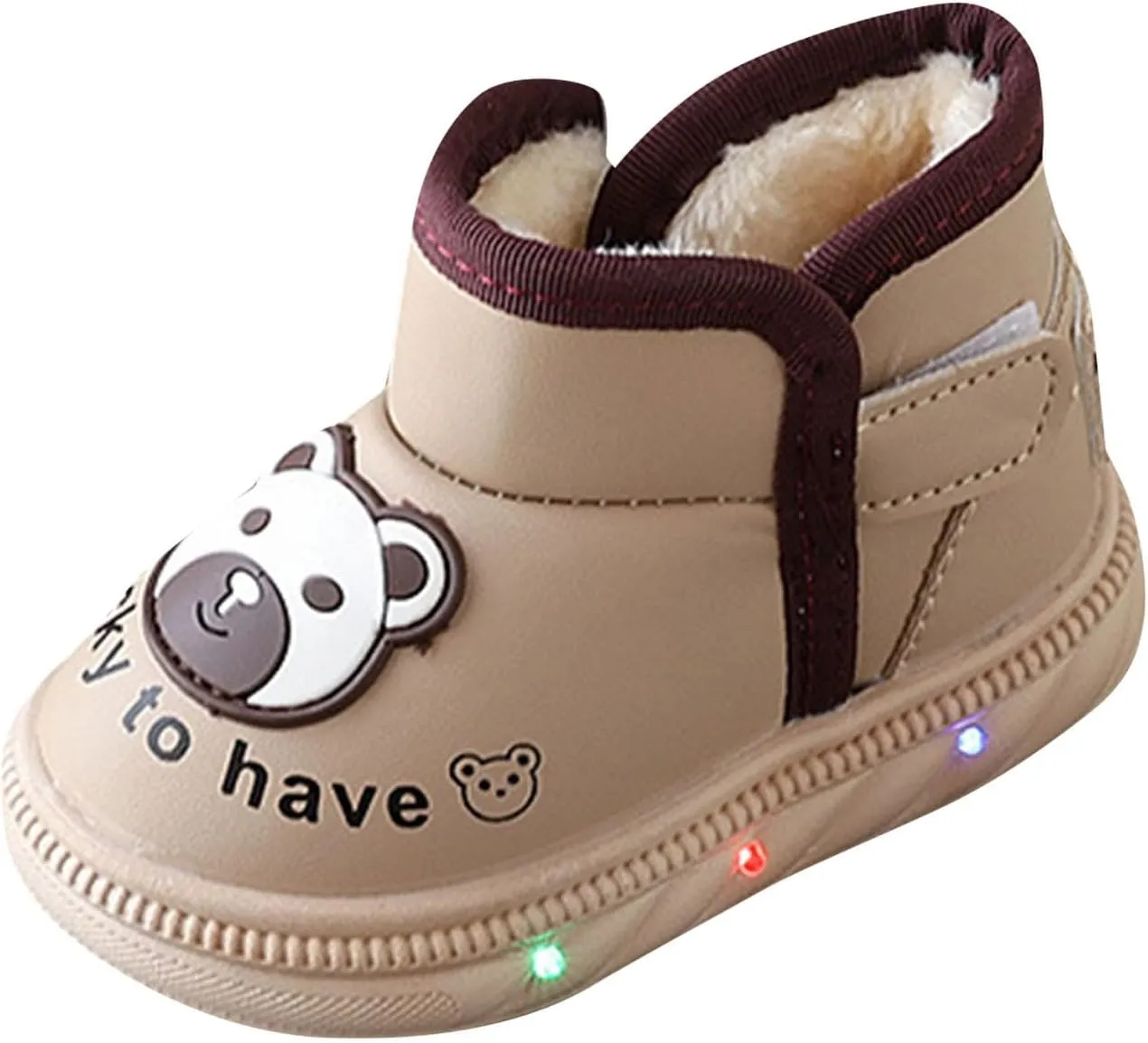 Light Up Shoes Wide Toe Box Warm Snow Boots Slip On Ankle Boots Toddler Luminous Shoes Cold Weather Comfy Boots