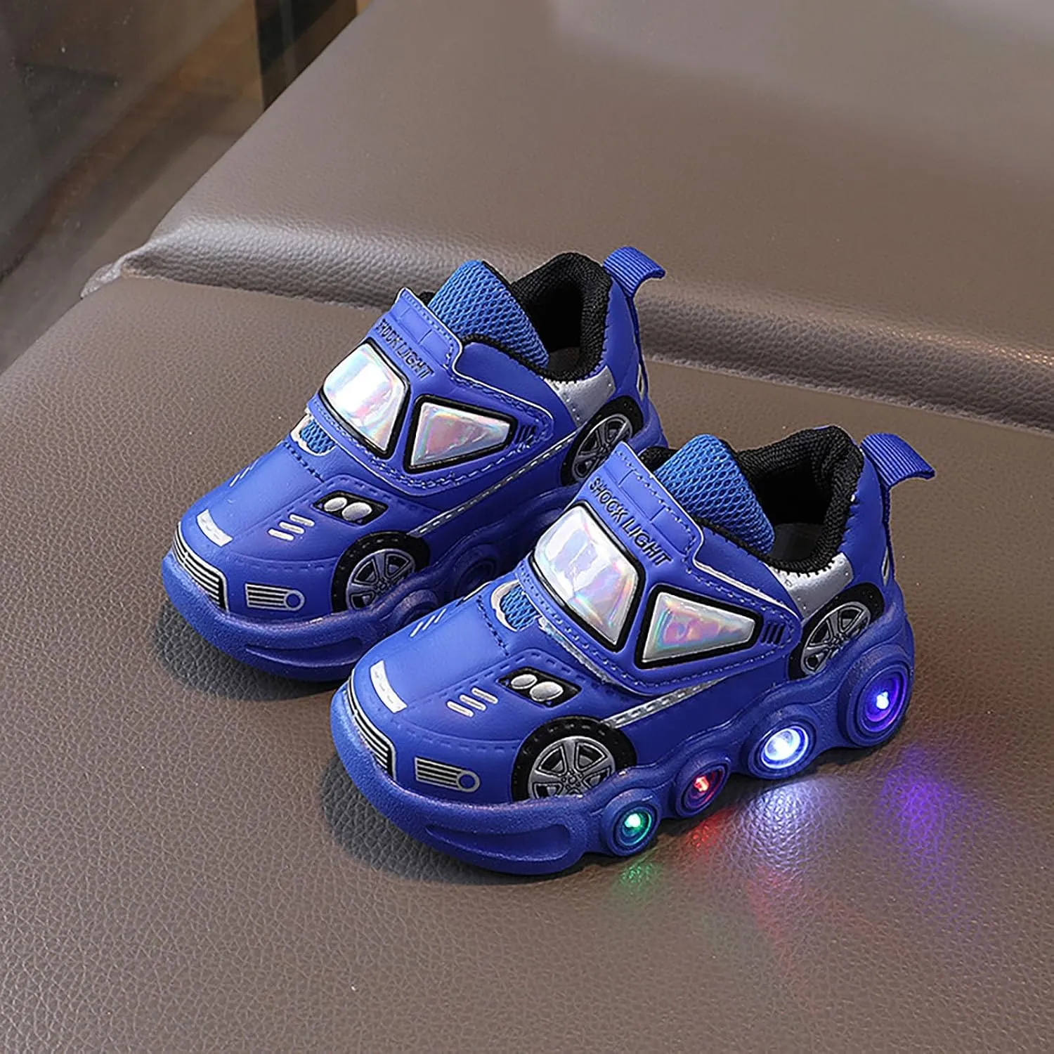 Light Up Toddler Boys Shoes Car Pattern LED Luminous Sport Sneaker, Little Fashion Cute Soft Sole Toddler Athletic Shoe