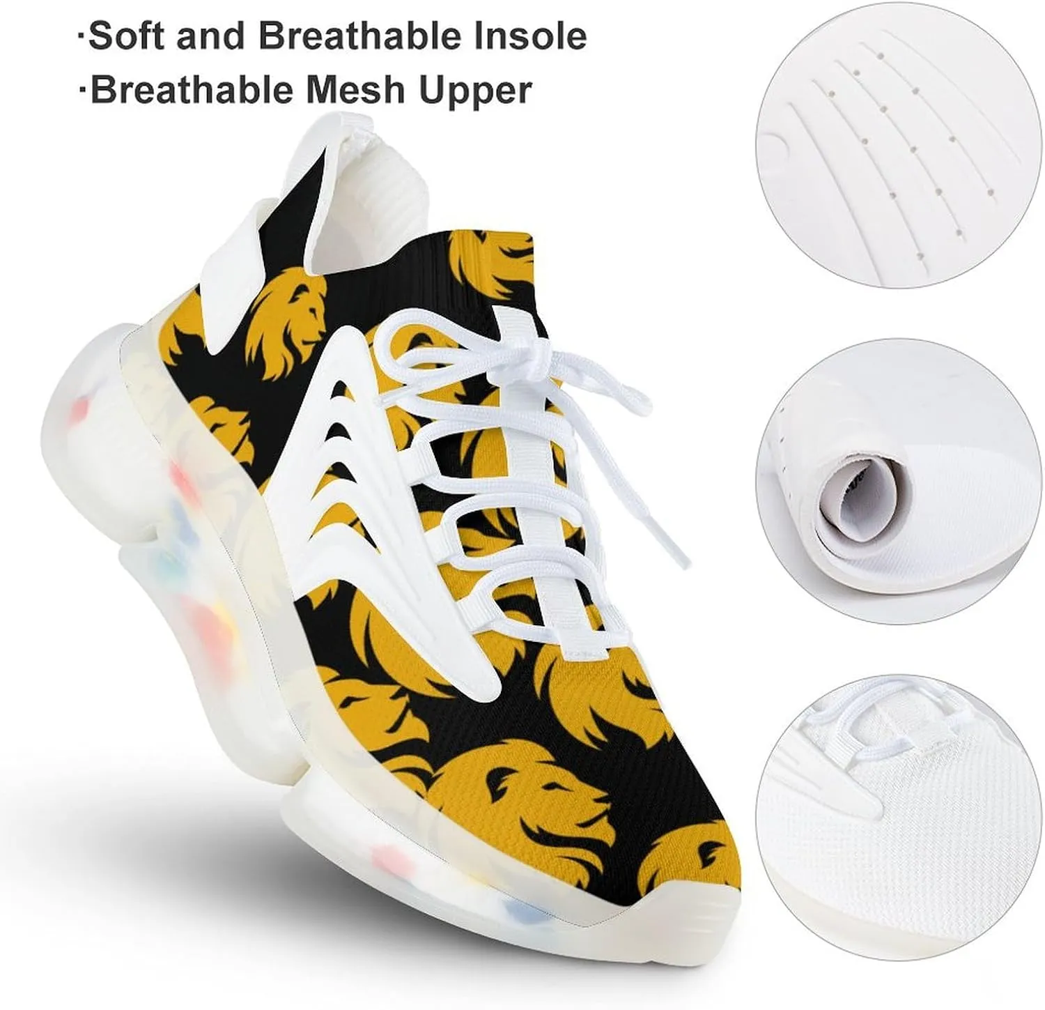 Lion Head Men's Running Shoes Lightweight Walking Shoe Breathable Sneaker
