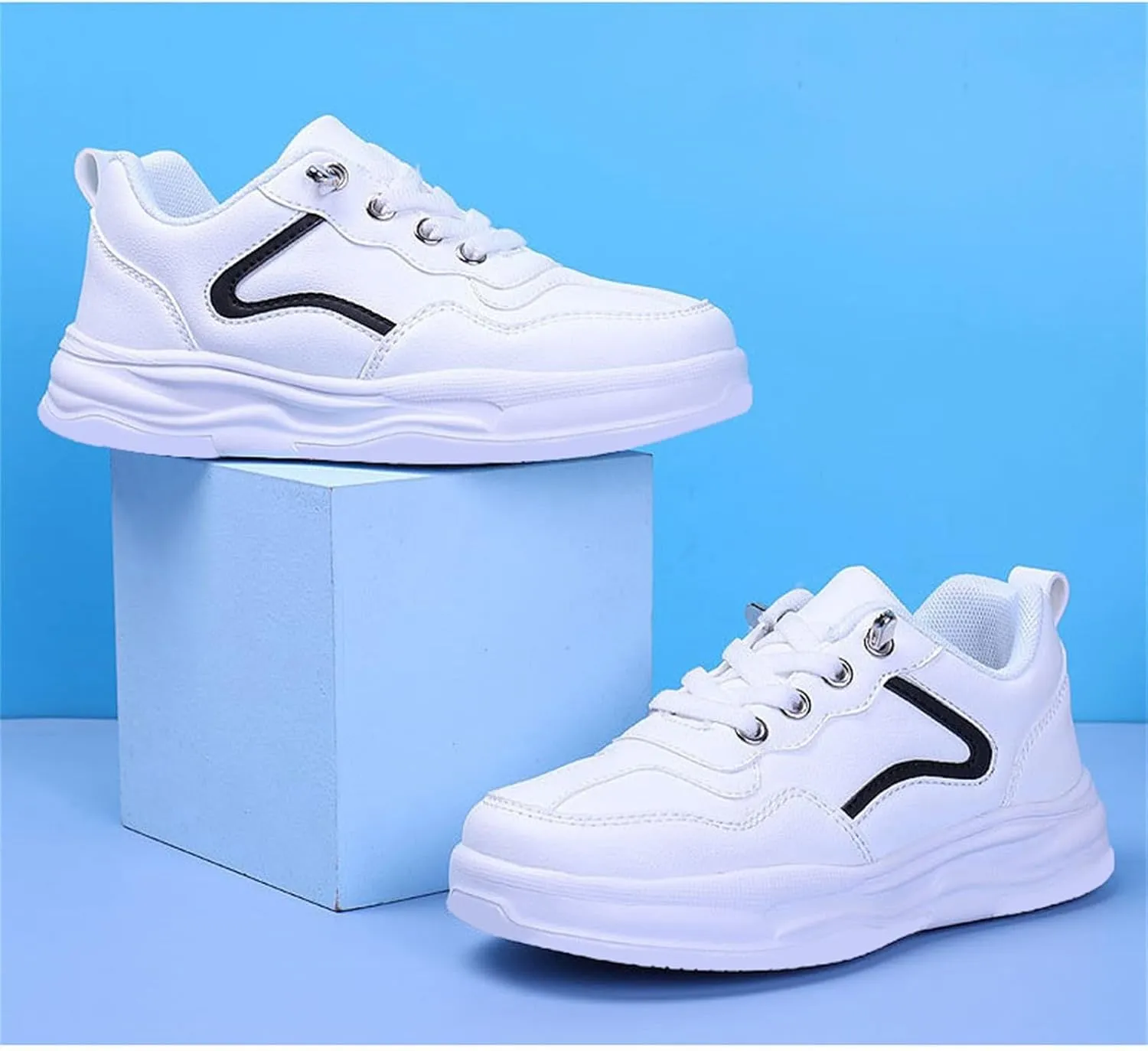 Little Kid's Air Tennis Running Shoes Water Proof Memory Foam Athletic Lace up Sports Walking Sneakers for Boys Girls