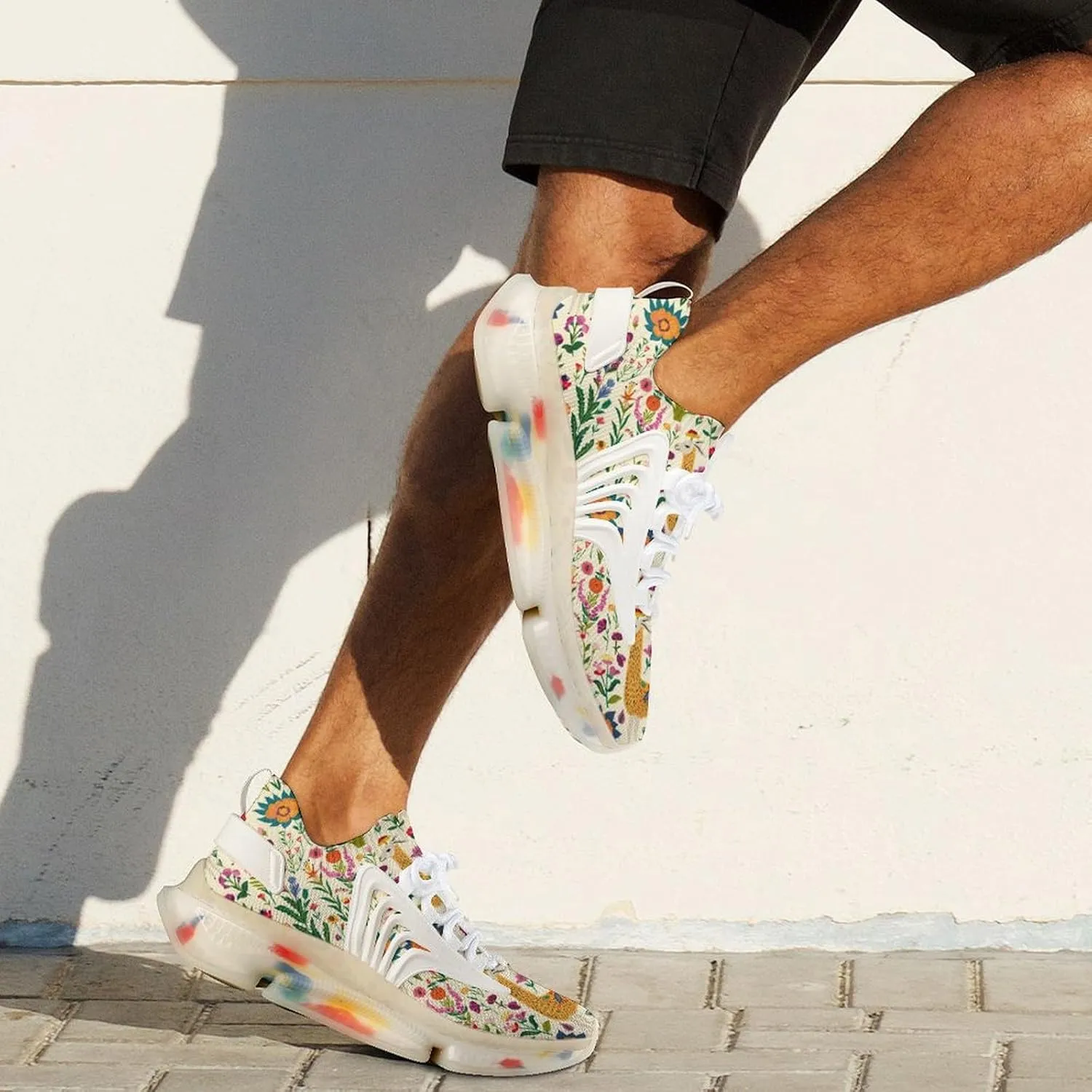Llama Flowers Men's Running Shoes Lightweight Walking Shoe Breathable Sneaker