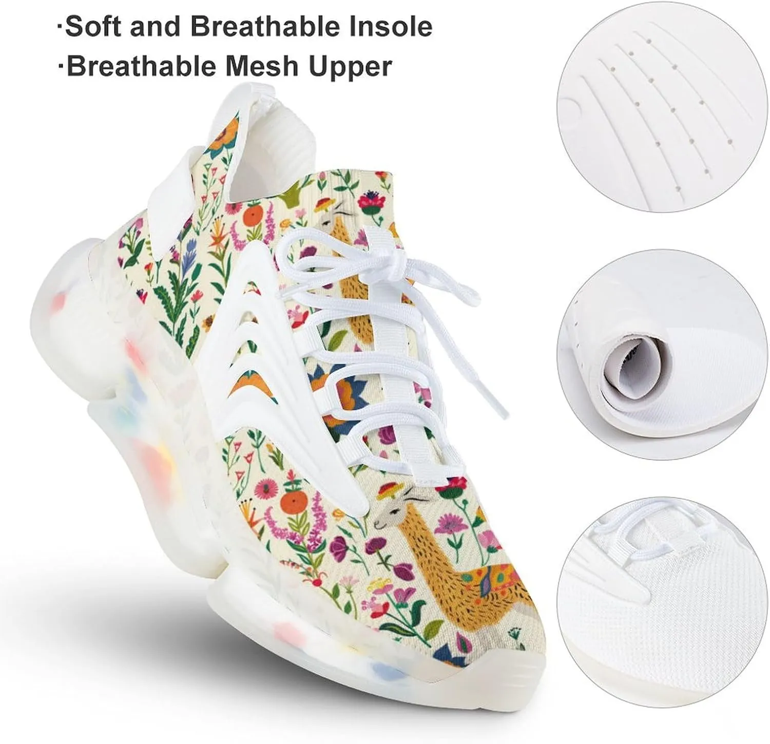 Llama Flowers Men's Running Shoes Lightweight Walking Shoe Breathable Sneaker