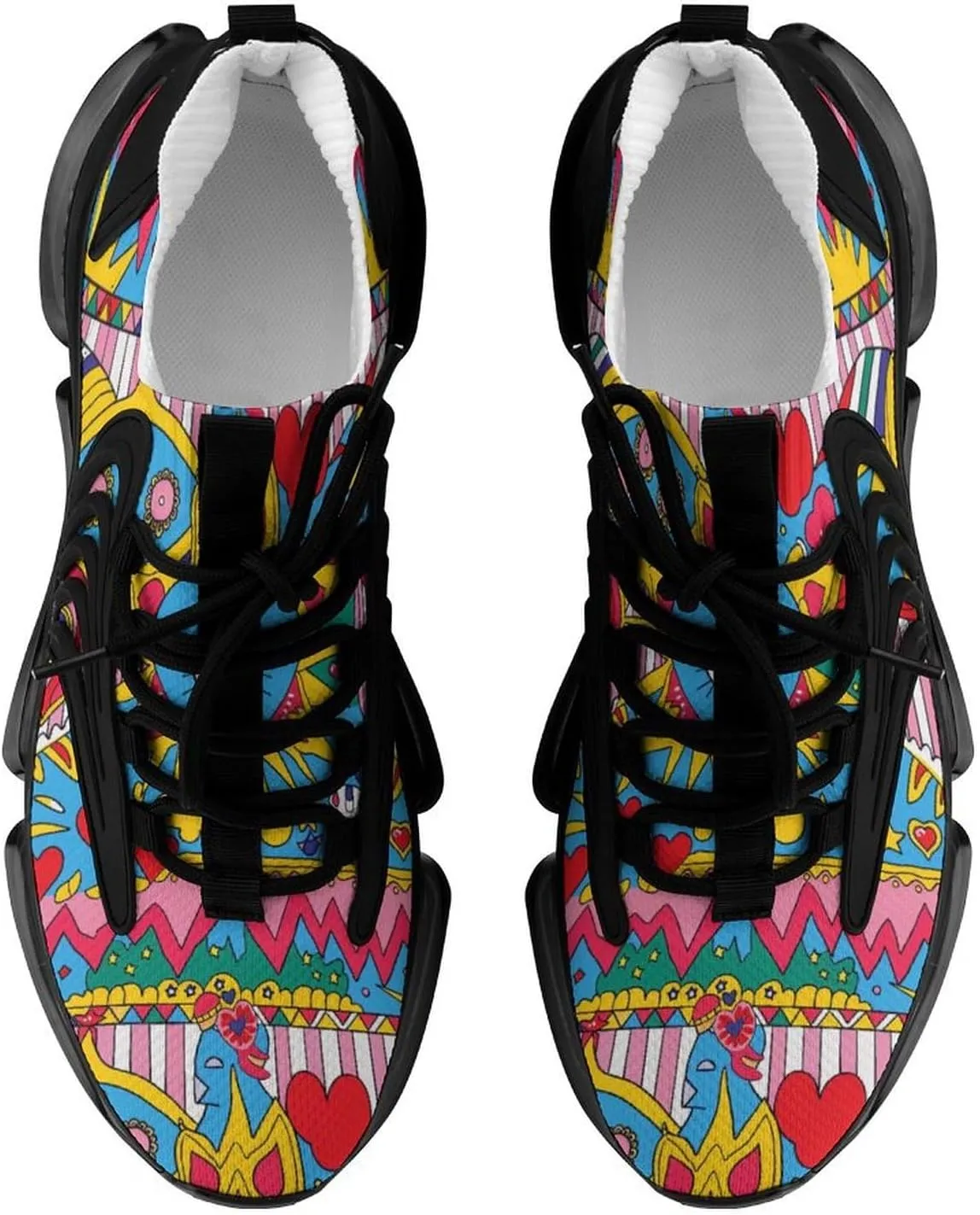 Love Eyes Graffiti Mens Running Shoes Breathable Sneakers Non-Slip Sports Walking Shoe