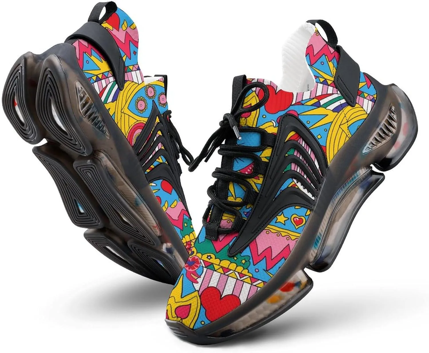Love Eyes Graffiti Mens Running Shoes Breathable Sneakers Non-Slip Sports Walking Shoe