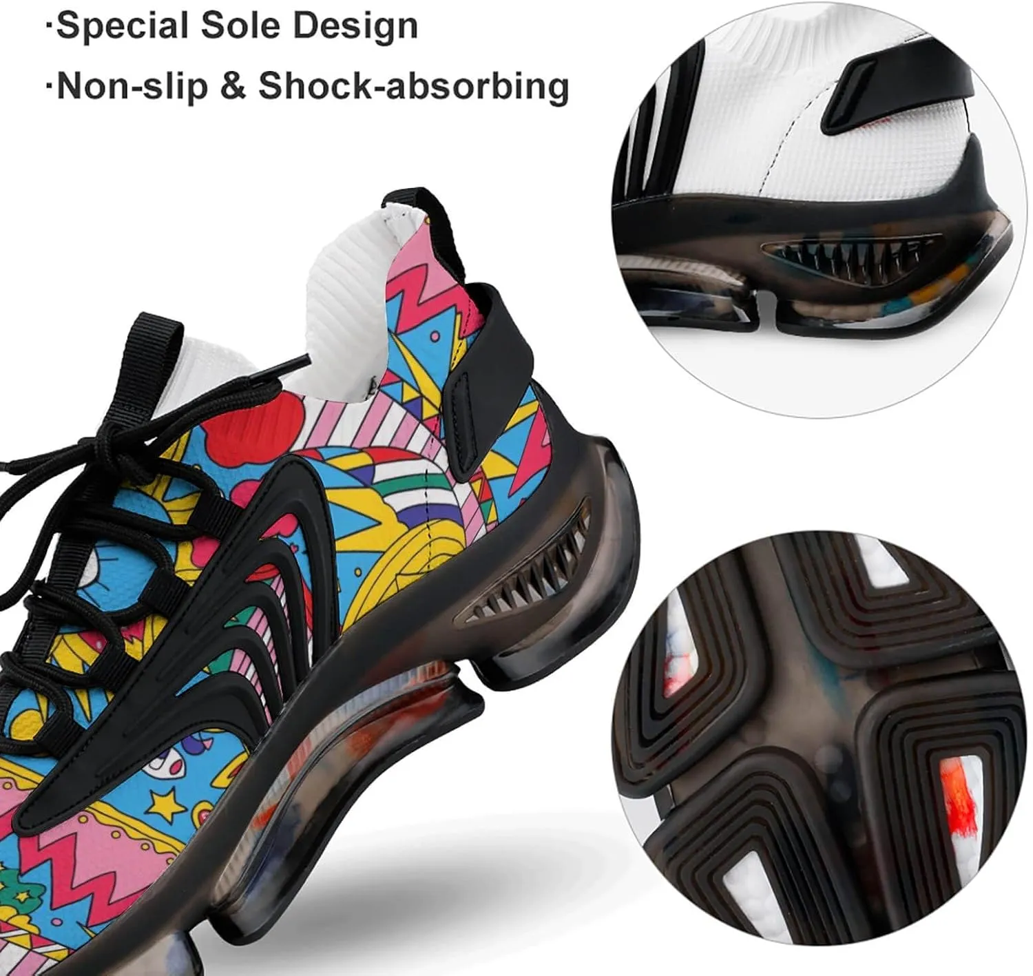 Love Eyes Graffiti Mens Running Shoes Breathable Sneakers Non-Slip Sports Walking Shoe