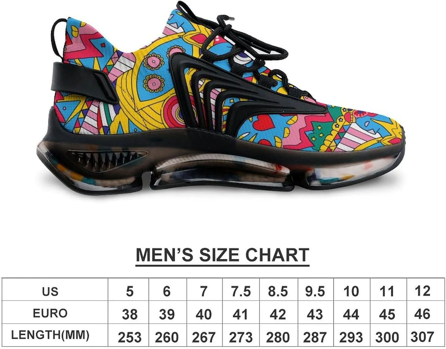 Love Eyes Graffiti Mens Running Shoes Breathable Sneakers Non-Slip Sports Walking Shoe
