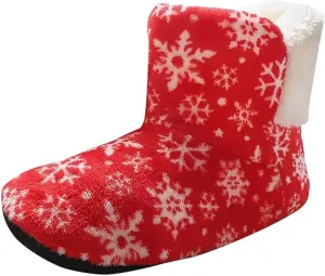 Masbird Christmas Slippers for Women Plush Fleece House Memory Foam Fuzzy Shoes Cozy Indoor Outdoor Anti-Skid Sole Slippers Red