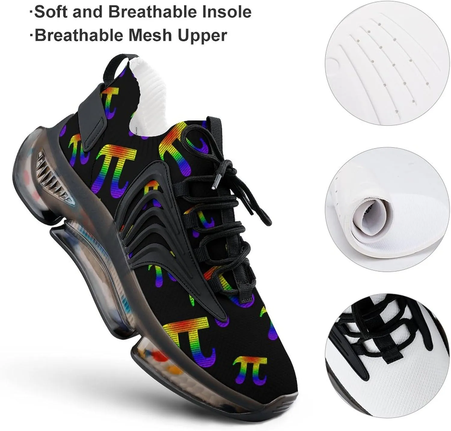 Math PI Men's Running Shoes Lightweight Walking Shoe Breathable Sneaker
