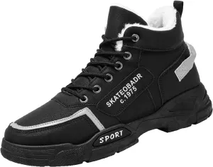 Men Slip on Walking Shoes Comfy Winter Warm Faux Furry Lined Hiking ShoesMemory Foam Breathable Mesh Fashion Sneakers Non Slip Arch Support Cushioning Athletic Running Shoes
