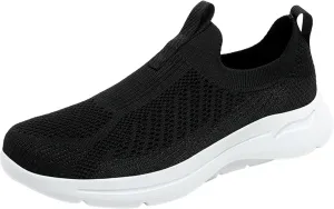 Mens Breathable Slip On Dress Shoes Lightweight Breathable Walking Shoe Gym Tennis Elastic Fly Woven Mesh Shoes
