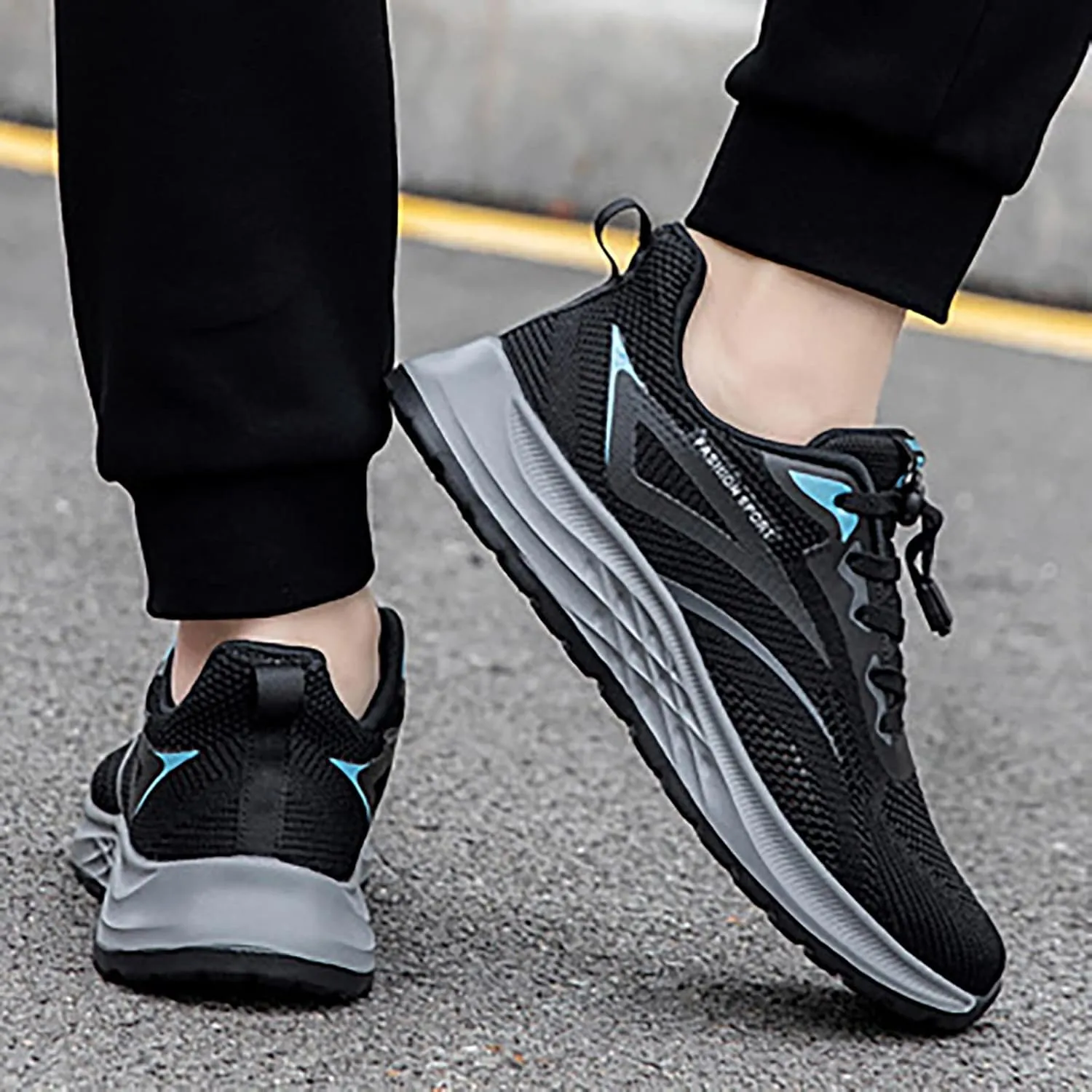 Men's Breathable Stretch Workout Shoes Lace Up Comfortable Light-Weight Shoe Lightweight Diabetic Shoes for Men
