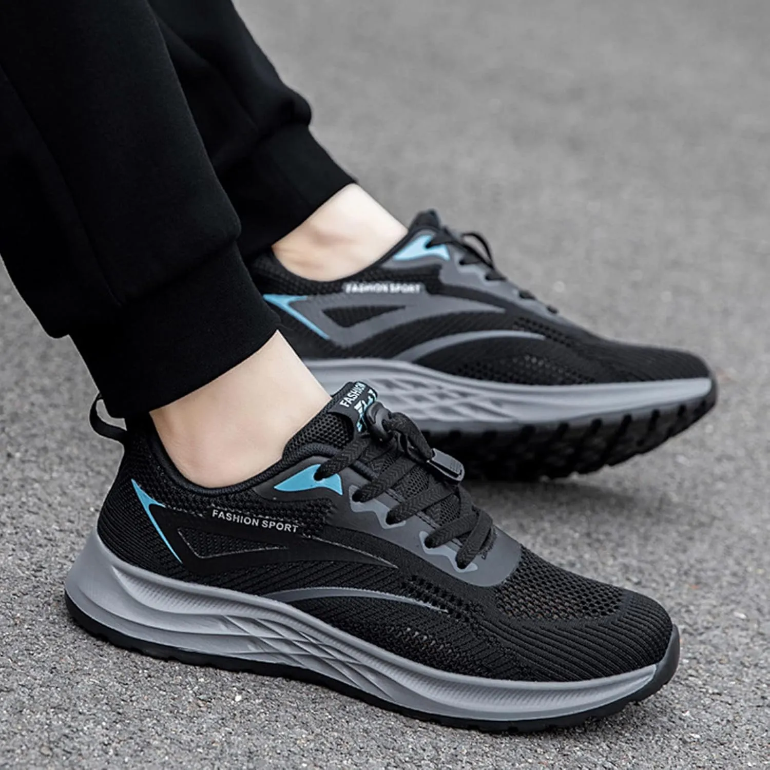 Men's Breathable Stretch Workout Shoes Lace Up Comfortable Light-Weight Shoe Lightweight Diabetic Shoes for Men