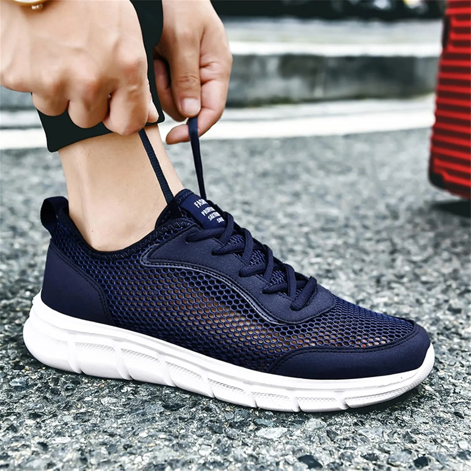 Men's Fashion Versatile Walking Shoes Comfortable Breathable Lace Up Sneaker Lightweight Diabetic Shoes for Men