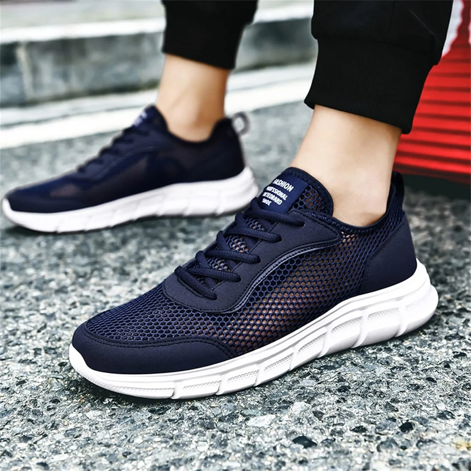 Men's Fashion Versatile Walking Shoes Comfortable Breathable Lace Up Sneaker Lightweight Diabetic Shoes for Men