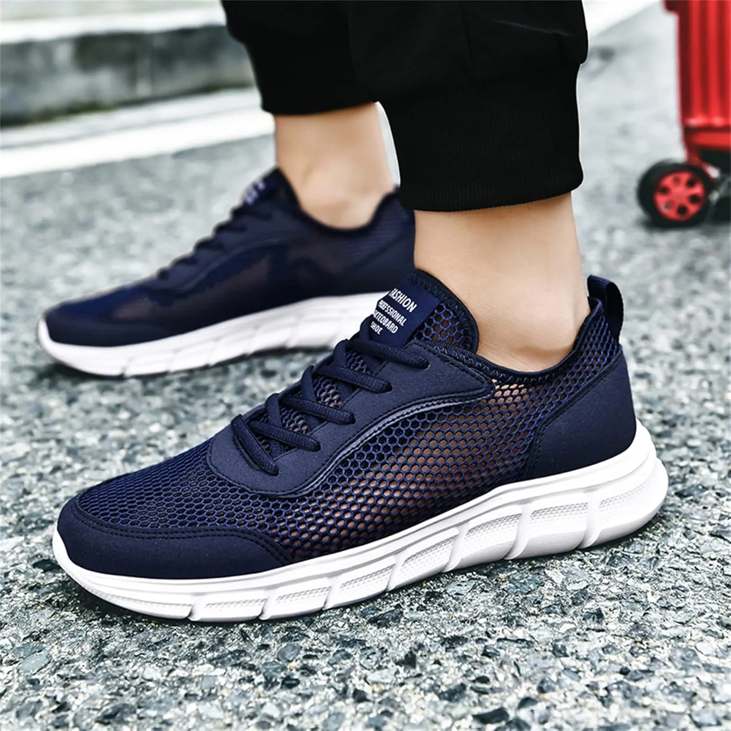 Men's Fashion Versatile Walking Shoes Comfortable Breathable Lace Up Sneaker Lightweight Diabetic Shoes for Men