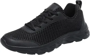 Men's Lace Up Memory Foam Sneakers Business Mesh Breathable Walking Shoe Lightweight Non Slip Sneakers for Men