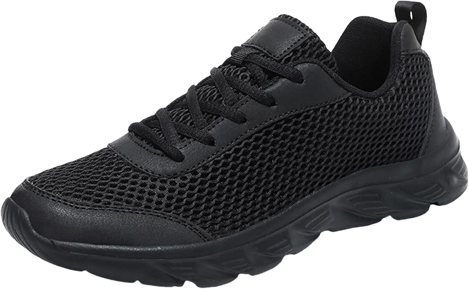 Men's Lace Up Memory Foam Sneakers Business Mesh Breathable Walking Shoe Lightweight Non Slip Sneakers for Men