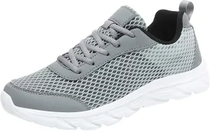 Men's Lace Up Memory Foam Sneakers Business Mesh Breathable Walking Shoe Lightweight Non Slip Sneakers for Men