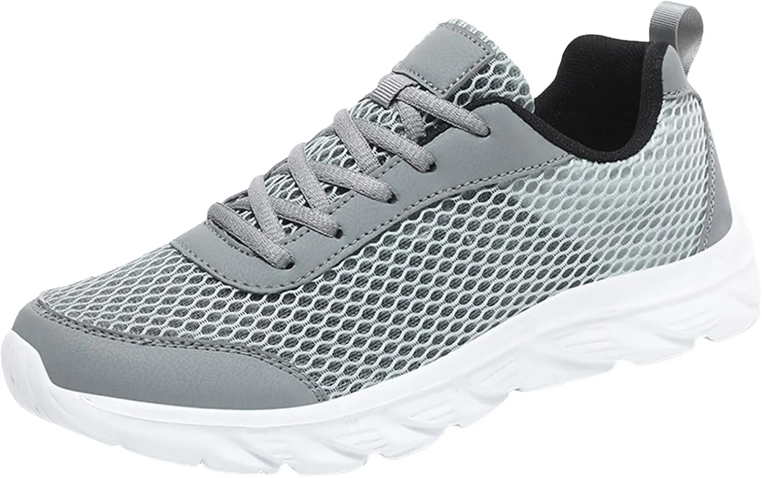 Men's Lace Up Memory Foam Sneakers Business Mesh Breathable Walking Shoe Lightweight Non Slip Sneakers for Men
