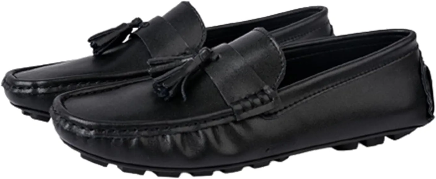 Men's Loafers Genuine Leather Tassel Stitching Details Round Toe Comfortable Lightweight Flexible Outdoor Slip-ons