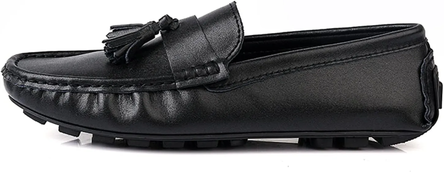 Men's Loafers Genuine Leather Tassel Stitching Details Round Toe Comfortable Lightweight Flexible Outdoor Slip-ons