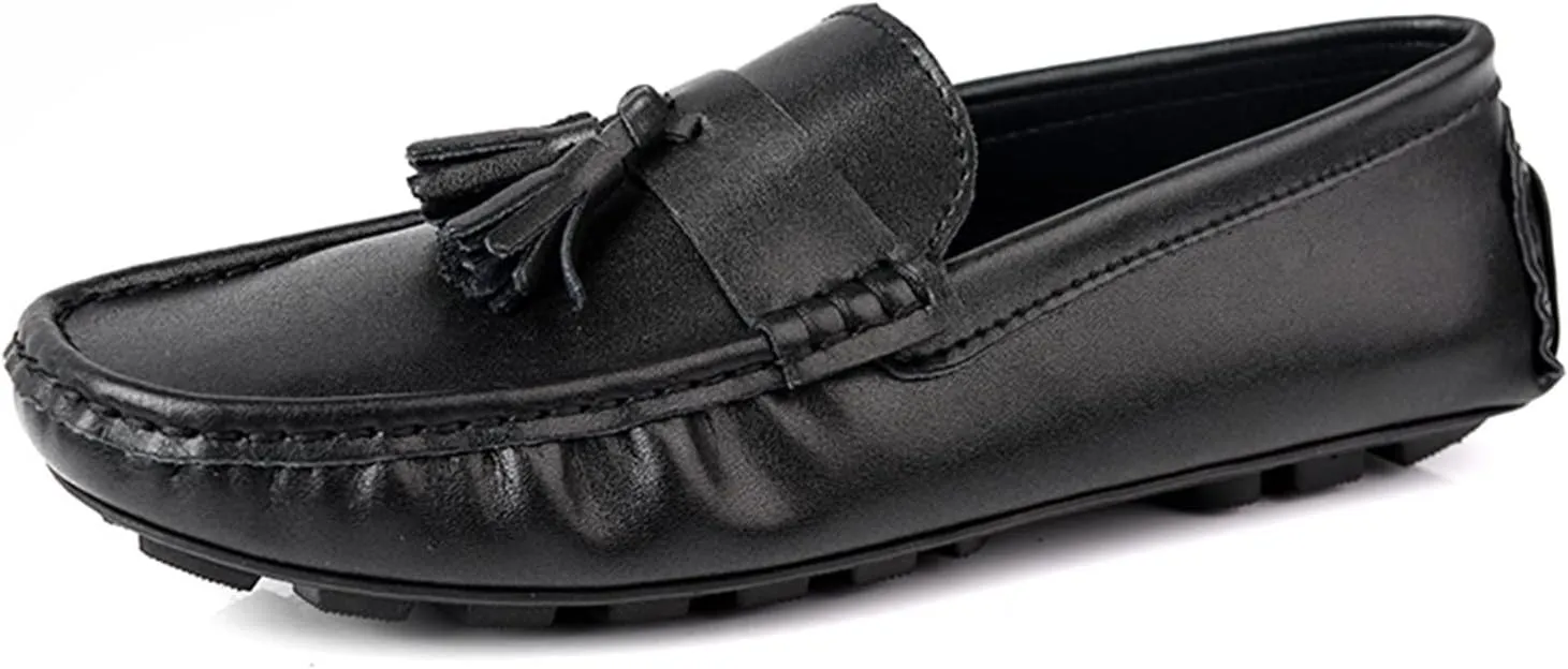 Men's Loafers Genuine Leather Tassel Stitching Details Round Toe Comfortable Lightweight Flexible Outdoor Slip-ons