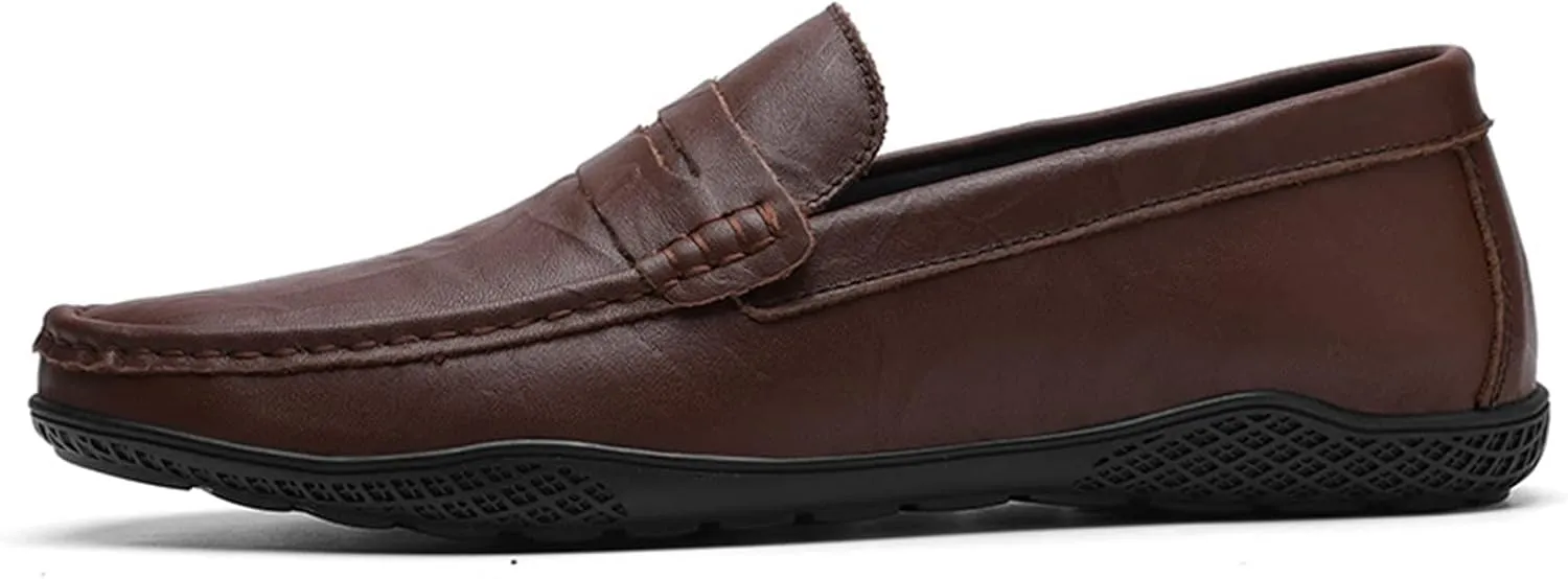 Men's Loafers Penny Loafer PU Stitching Details Round Toe Anti-Slip Slip Resistant Flexible Fashion Slip-ons